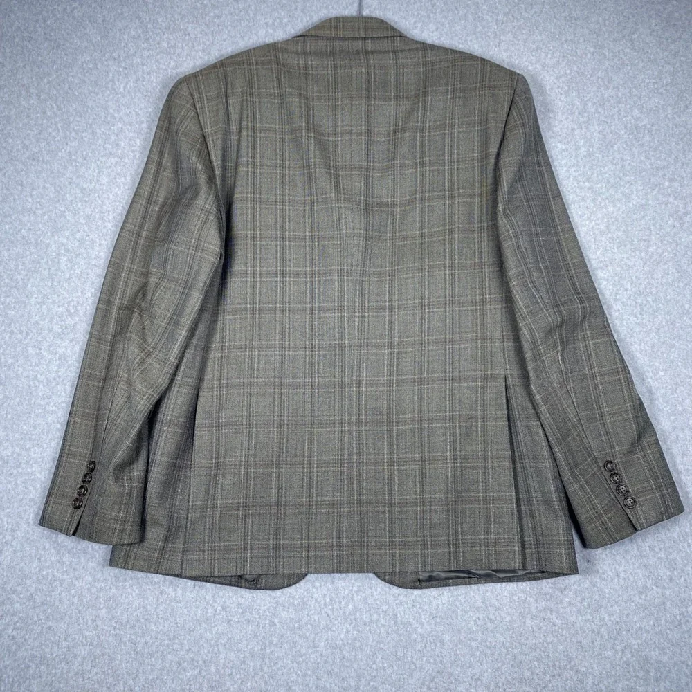 Jos A Bank Sport Coat Mens 43 Regular Brown Plaid Silk Wool Signature Blazer